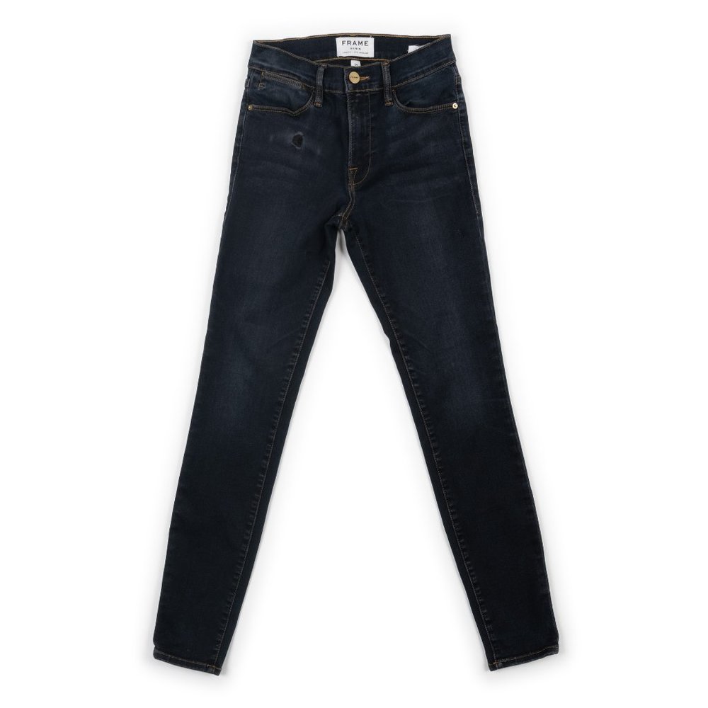 FRAME denim Le High Skinny dark blue distressed jeans size 24